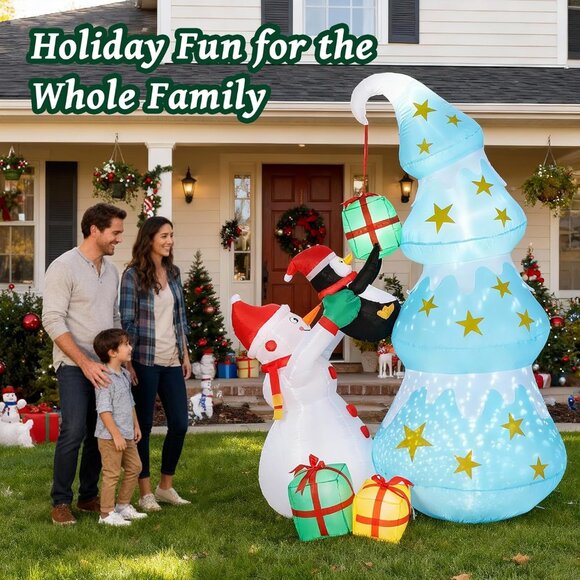 🆕8FT Christmas Inflatable Winter Tree Built-in LED Light Outdoor Decoration - Picture 6 of 9
